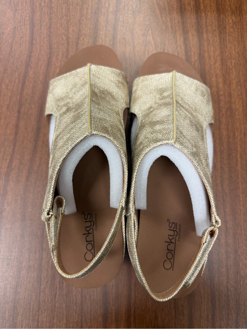 Corkys Metallic Gold Open-Toe Slingback Sandals